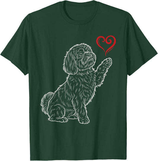 Shih Tzu Lover Dog Art Holding Heart Valentines T-Shirt - T-Shirt | Forest