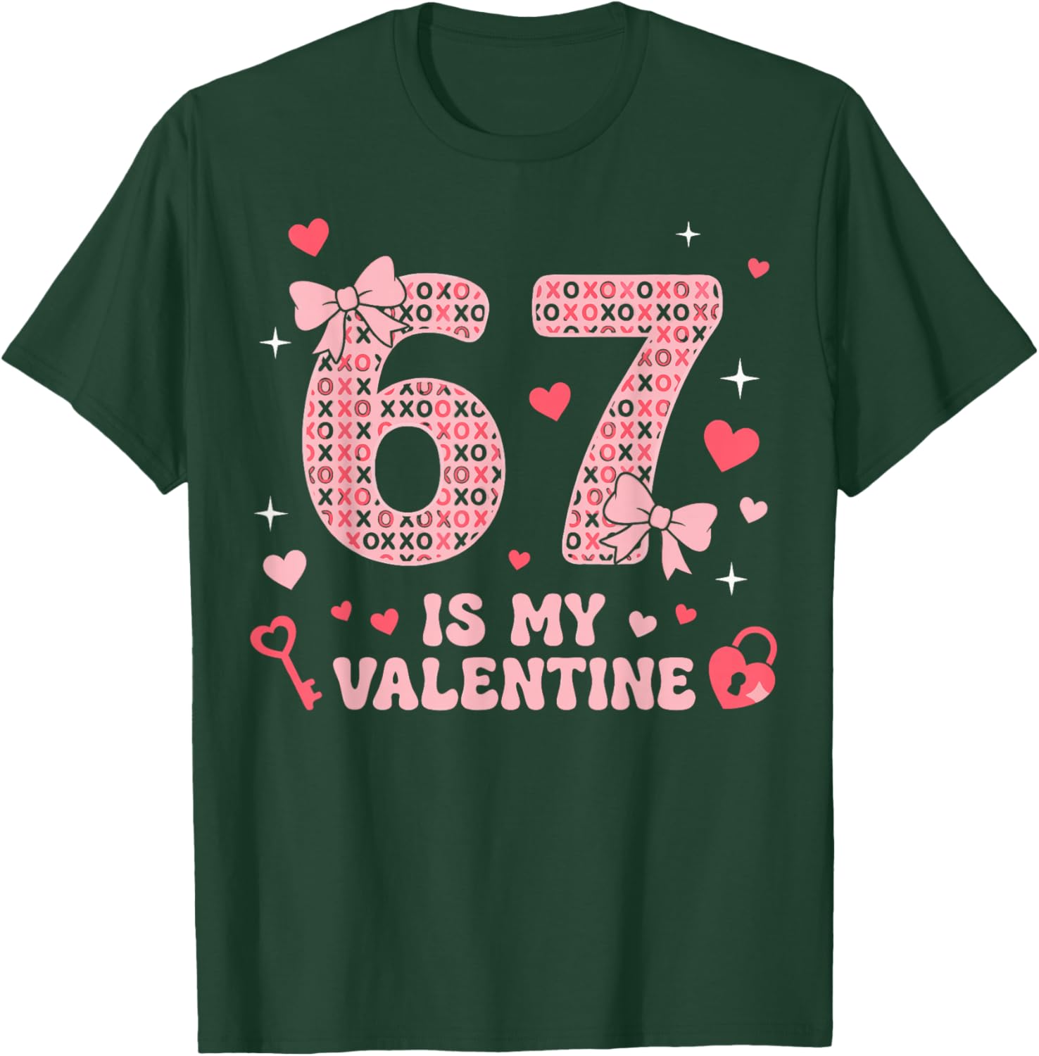Six Seven Heart 67 is My Valentine Funny Valentine's Day 67 T-Shirt - T-Shirt | Forest