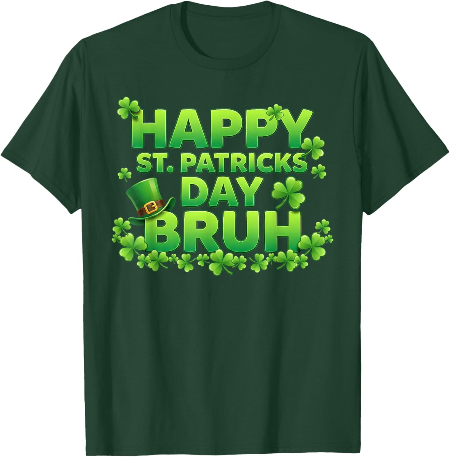 Bruh St Patricks Day Teens Boys Kids Funny Paddy's Day Irish T-Shirt - T-Shirt | Forest