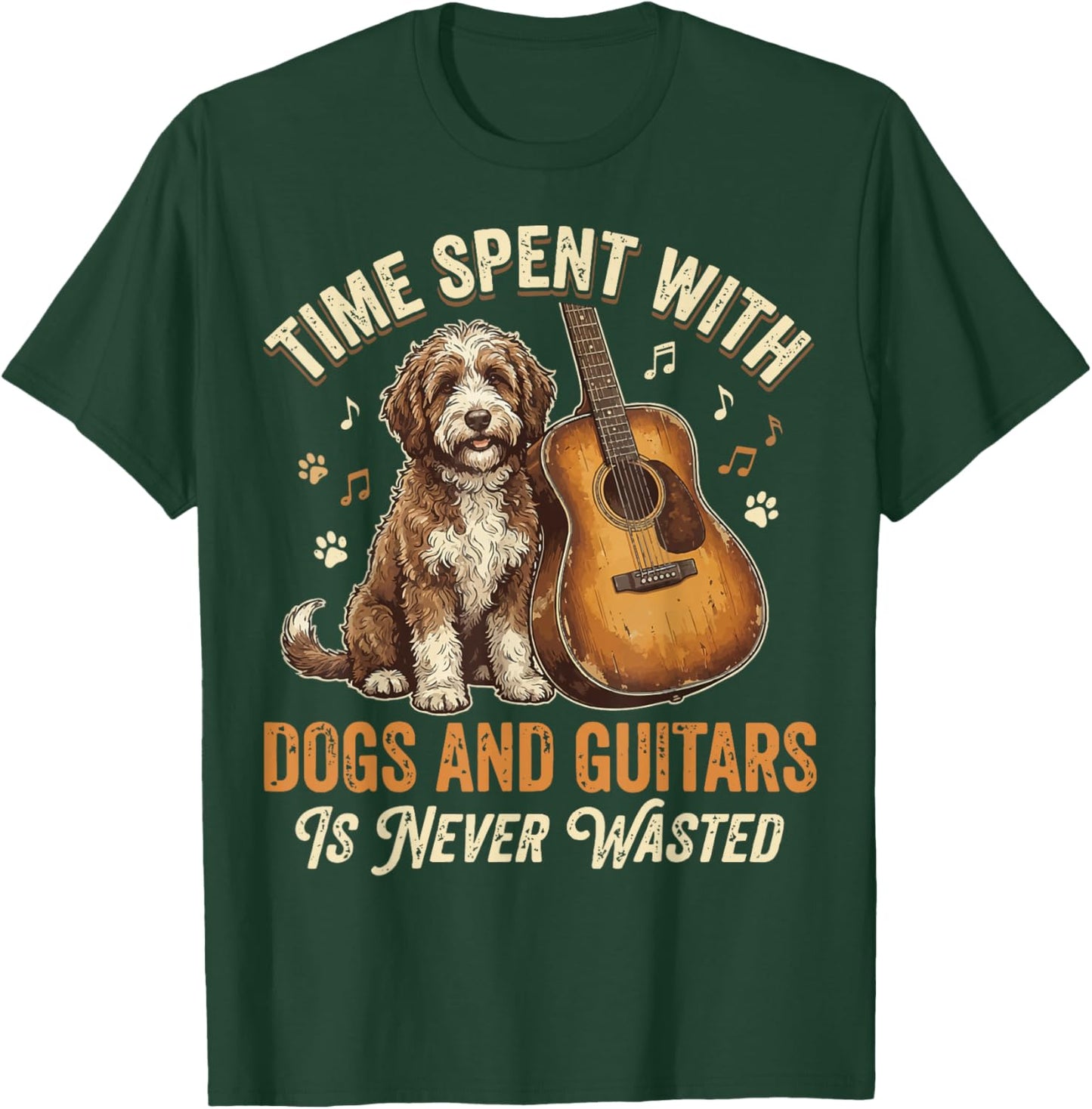 Time Spent with Dogs and Guitars is Never Wasted T-Shirt - T-Shirt | Forest