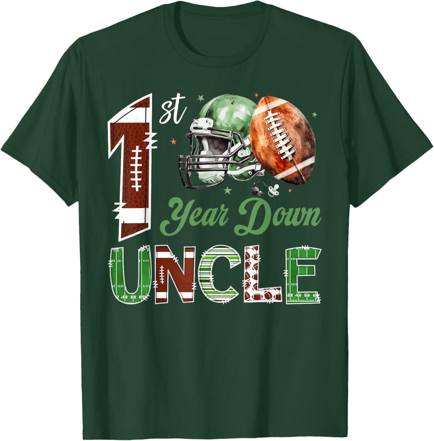 Uncle of The 1 Year Old Football 1st Birthday Boy Party T-Shirt - T-Shirt | Forest