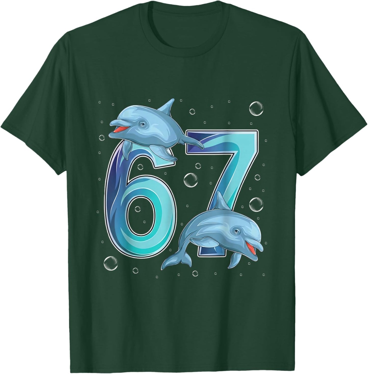 Dolphins 6 7 Six Seven Funny Birthday Under The Sea Design T-Shirt - T-Shirt | Forest