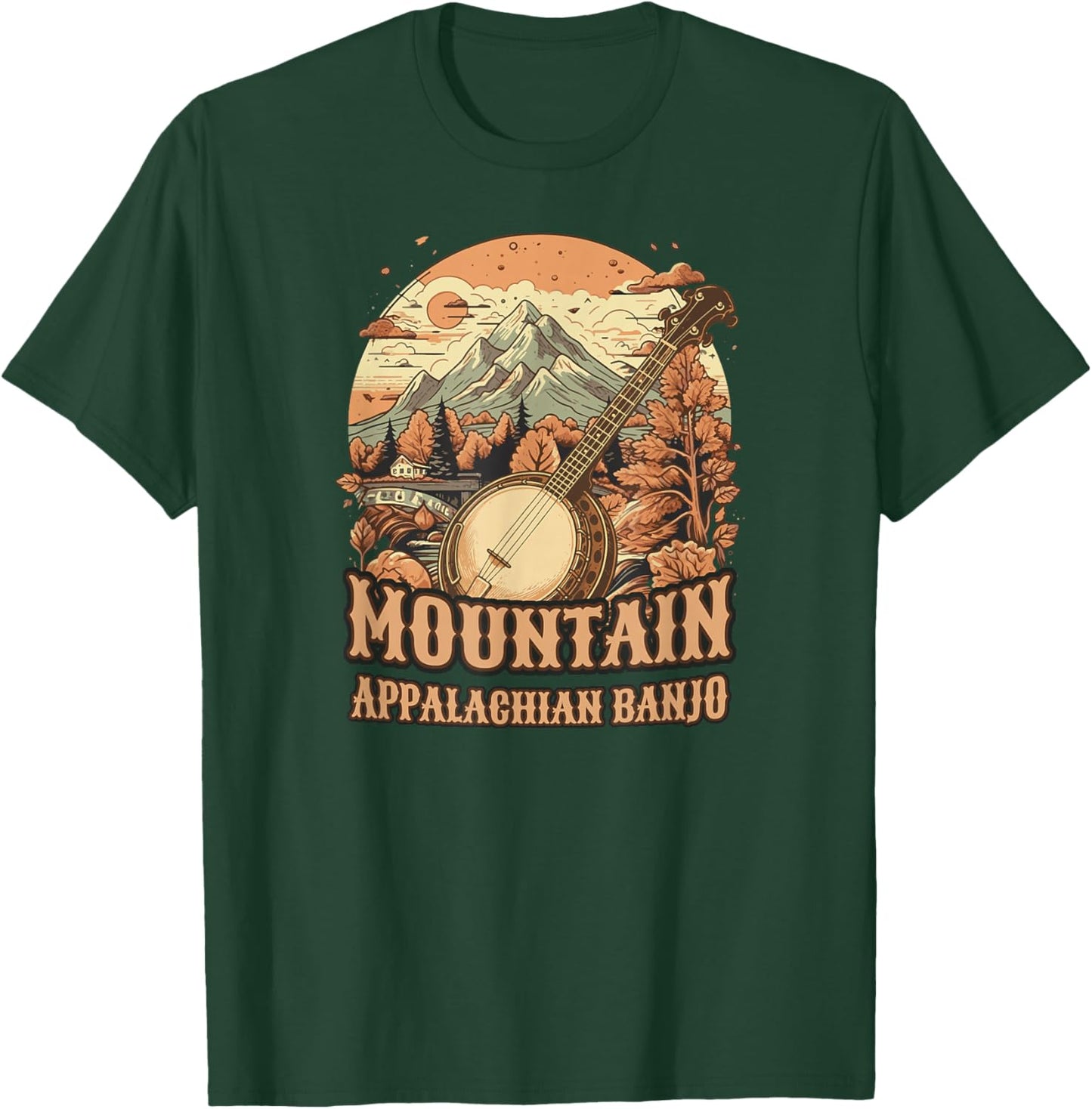 Bluegrass-Banjo Country-Mountain-Appalachian, Banjo T-Shirt - T-Shirt | Forest