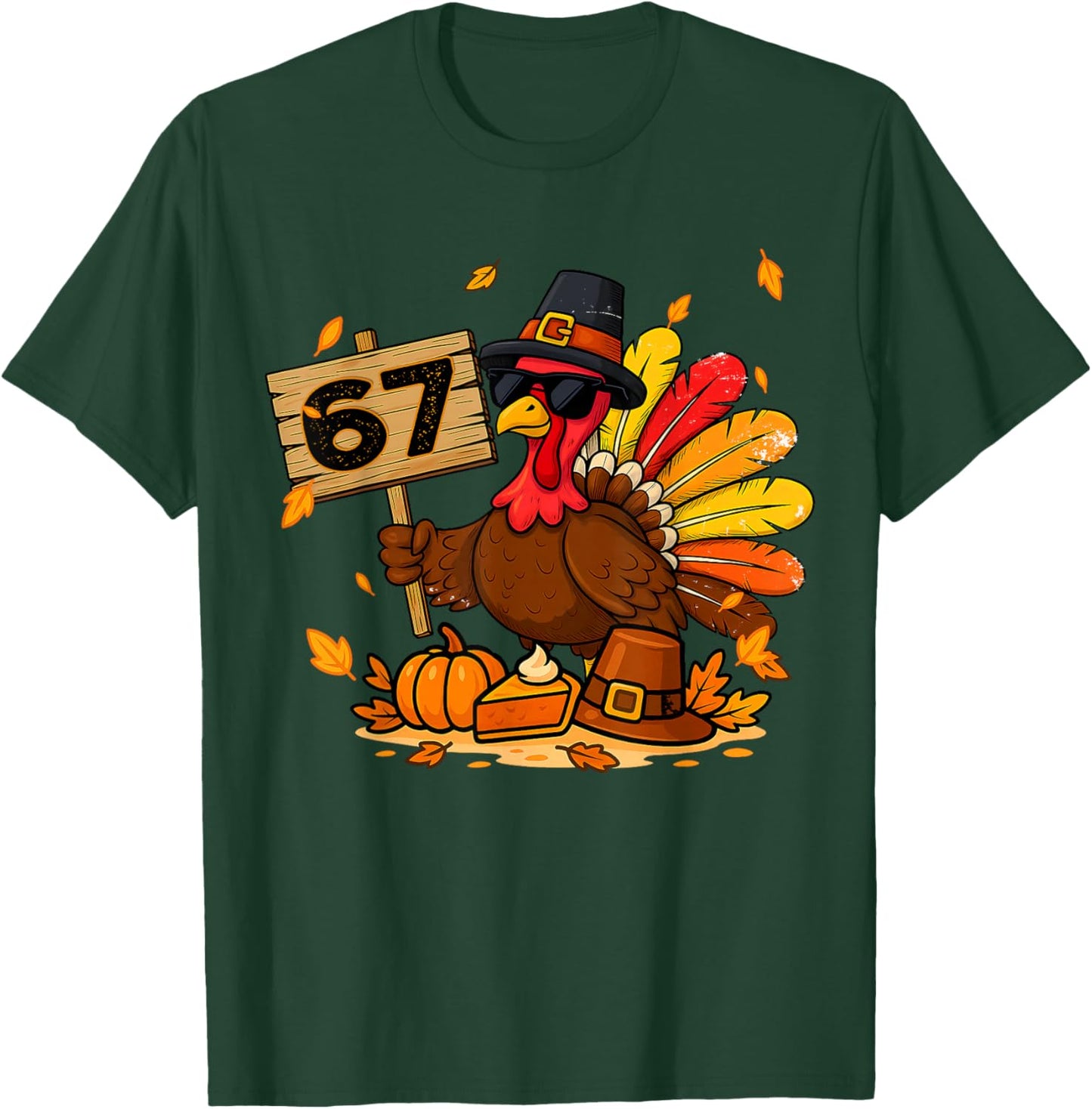 Funny Six Seven 6 7 Meme Turkey Thanksgiving Boy Girl Kids T-Shirt - T-Shirt | Forest