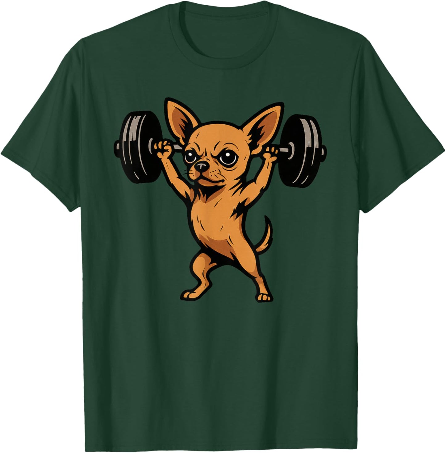 Chihuahua Dog Powerlifting Weightlifting Gym Workout T-Shirt - T-Shirt | Forest