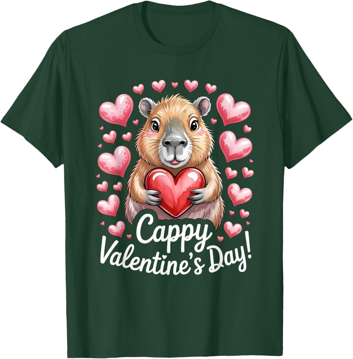 Cappy Valentine’s Day Cute Capybara Heart Design T-Shirt - T-Shirt | Forest