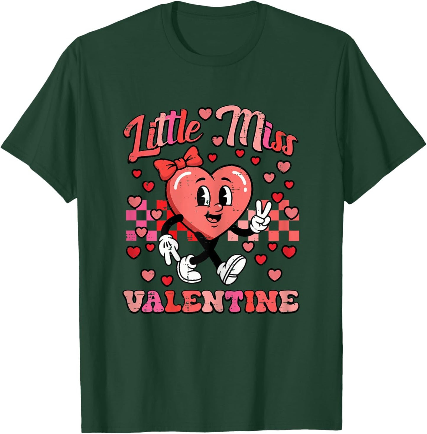 Little Miss Valentine Heart Valentines Day Girl Kids Toddler T-Shirt - T-Shirt | Forest