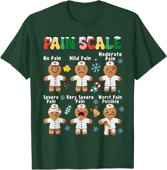 Pain Scale Funny Gingerbread Man Christmas Nurse Holiday T-Shirt - T-Shirt | Forest