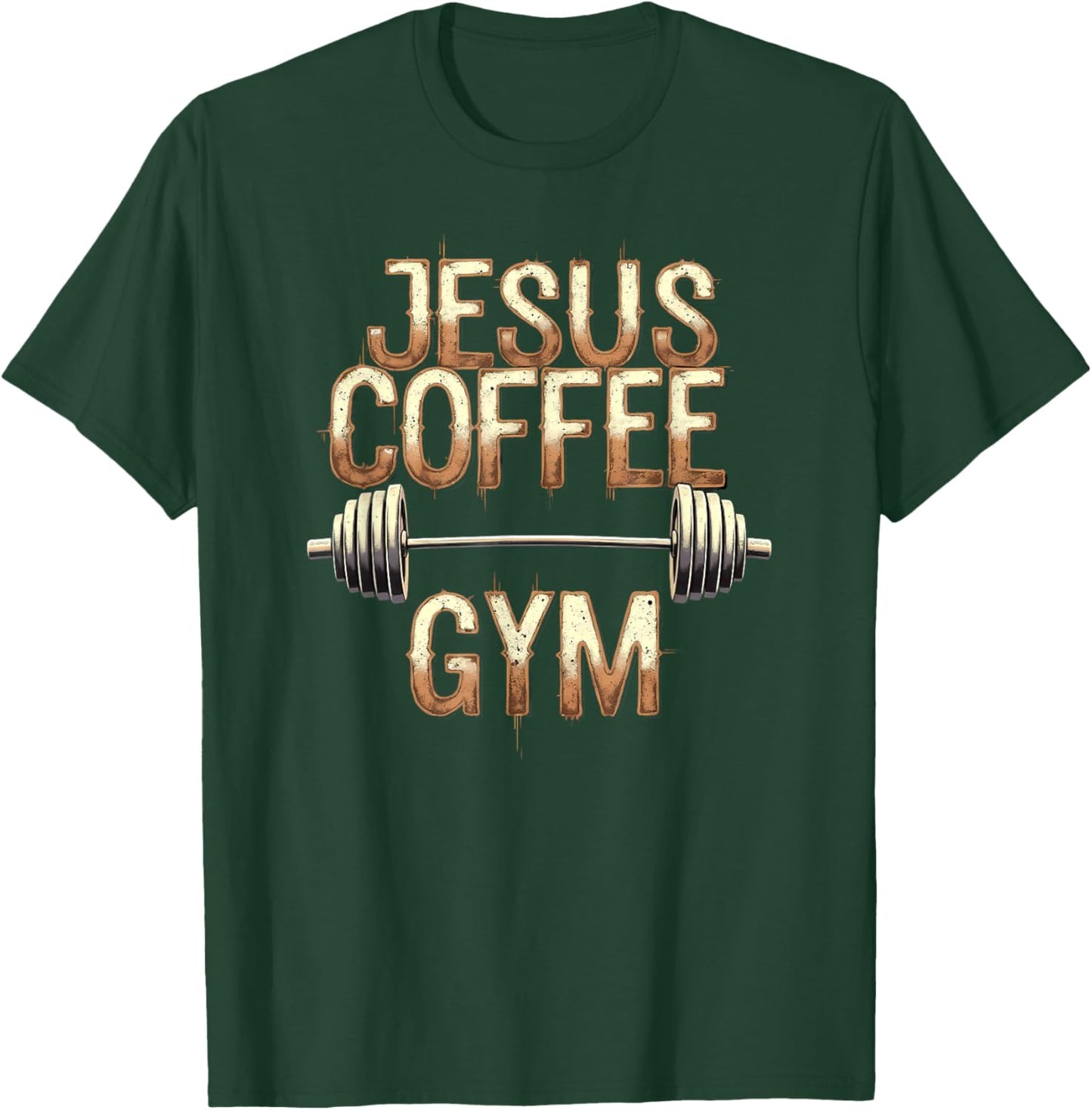 Christian Weightlifting Fitness Jesus Coffee Gym T-Shirt - T-Shirt | Forest
