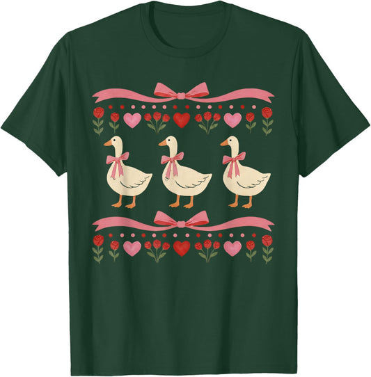 Vintage Goose 1980's Valentines Day Coquette Retro 80s Style T-Shirt - T-Shirt | Forest