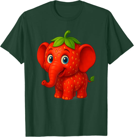 Funny Italian Brainrot Meme Kids Boys Strawberry Elephant T-Shirt - T-Shirt | Forest