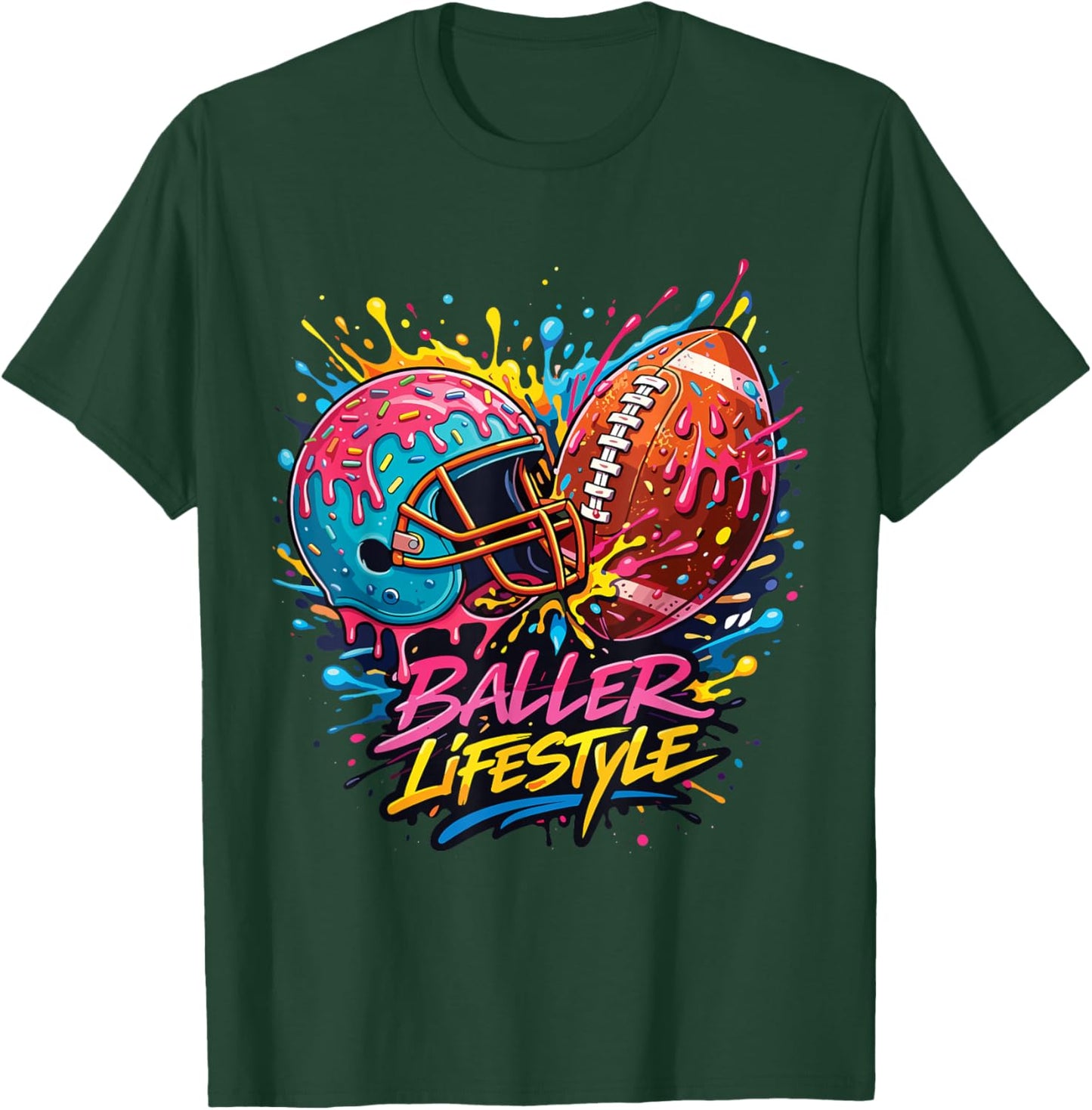 Football Drip Ice Cream Baller Lifestyle T-Shirt - T-Shirt | Forest