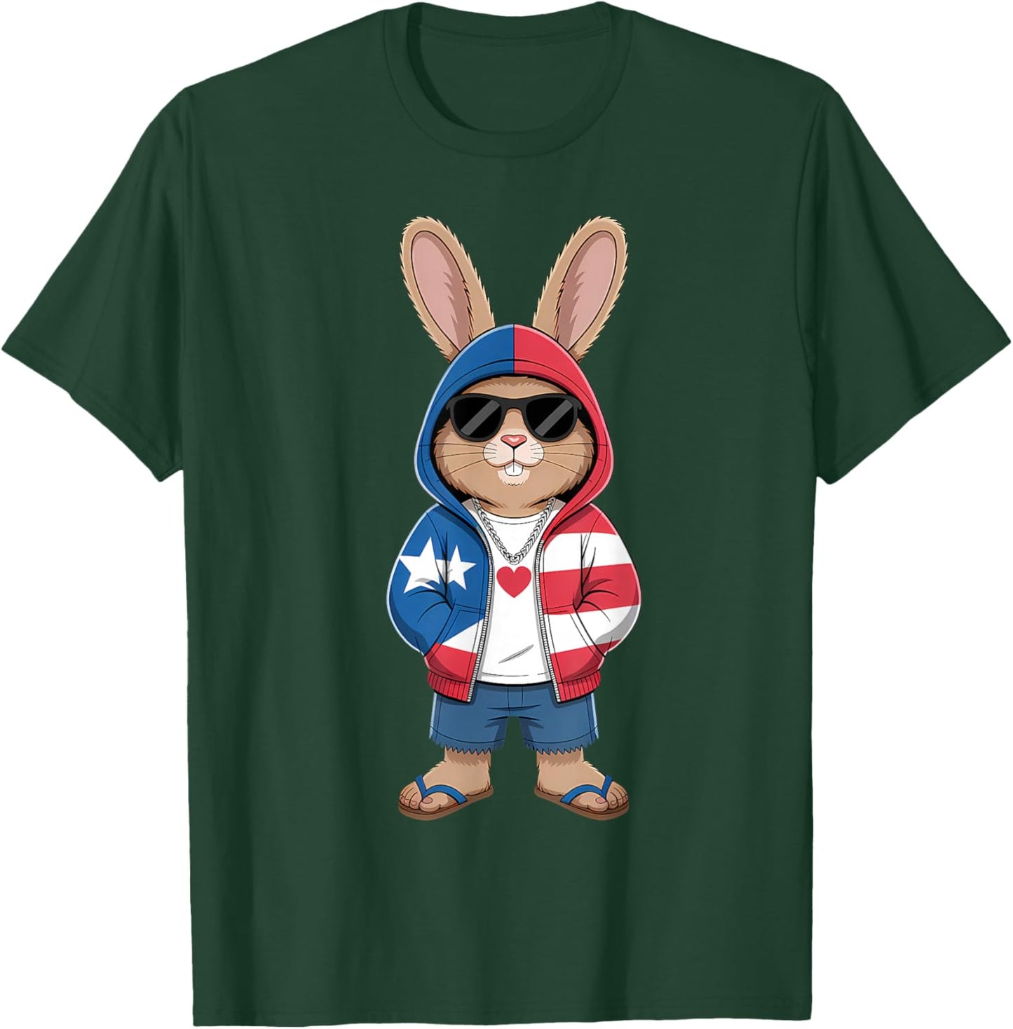 Puerto Rico Flag Bunny Puerto Rican Rabbit T-Shirt - T-Shirt | Forest