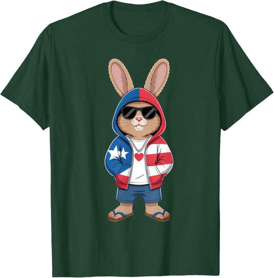 Puerto Rico Flag Bunny Puerto Rican Rabbit T-Shirt - T-Shirt | Forest