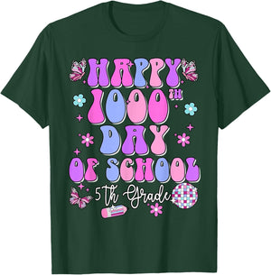Happy 1000th Day of School Retro Disco 5th Grade Teacher Kid T-Shirt - T-Shirt | Forest