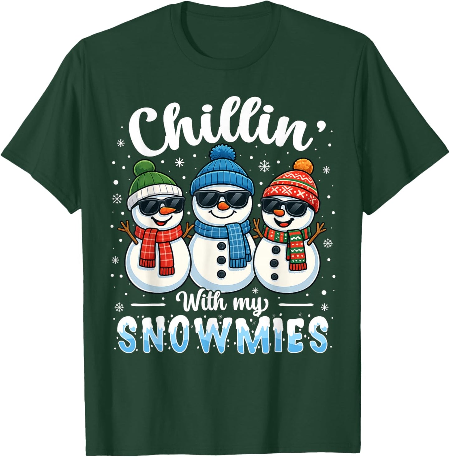 Chillin with My Snowmies Funny Snowman Christmas Kids Boys T-Shirt - T-Shirt | Forest