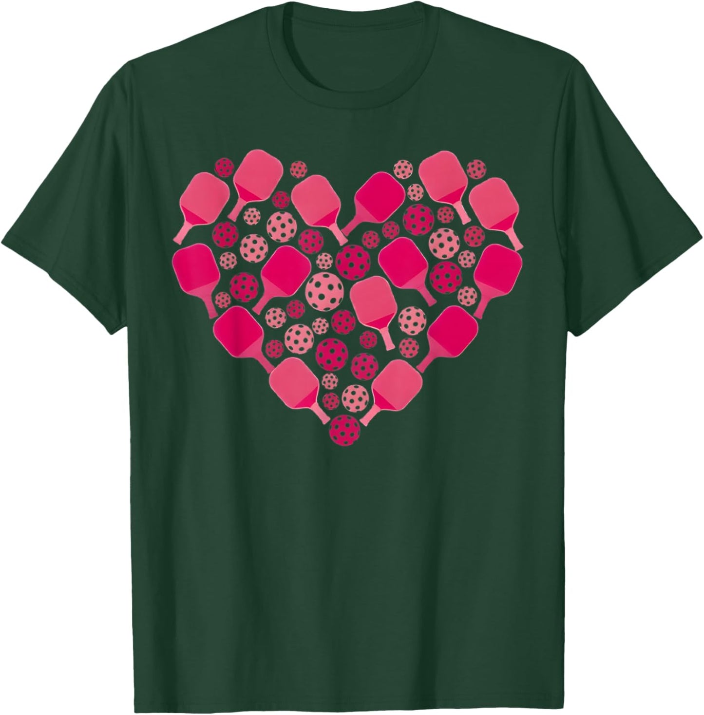 Cute Pickleball Heart Valentine's Day Pickleball Lover Women T-Shirt - T-Shirt | Forest