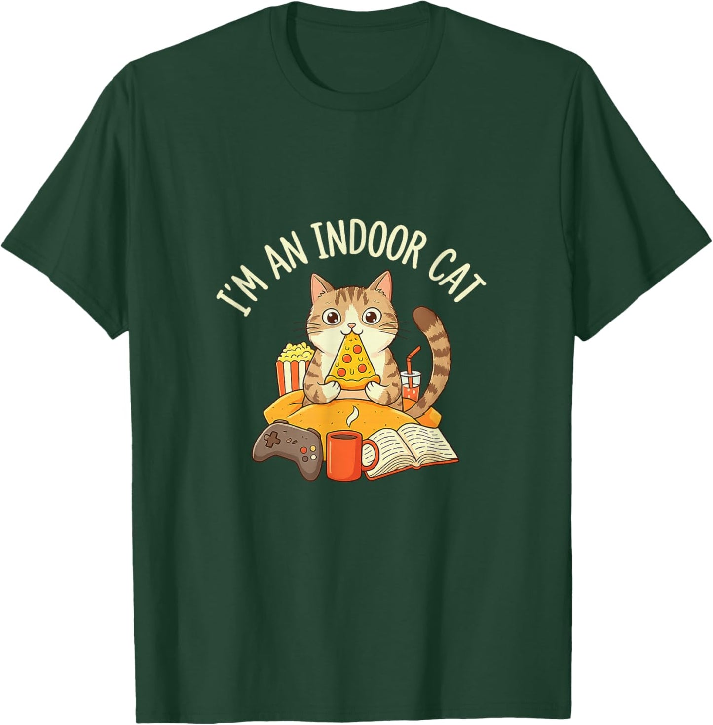 I'm an Indoor CAT Cute Pizza Gaming Reading Relaxed Kitty T-Shirt - T-Shirt | Forest