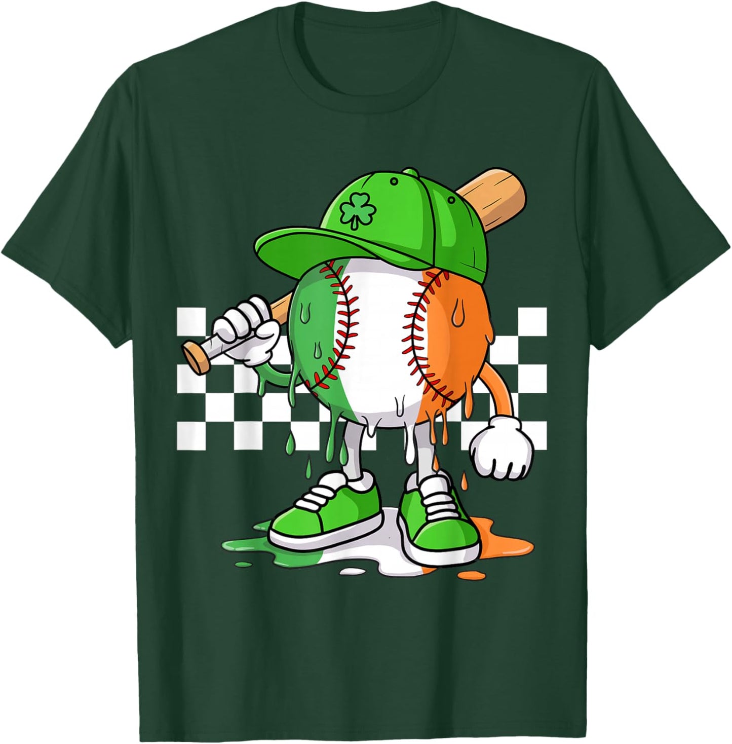Boys St Patricks Day Irish Flag Kids Baseball Ice Cream Drip T-Shirt - T-Shirt | Forest