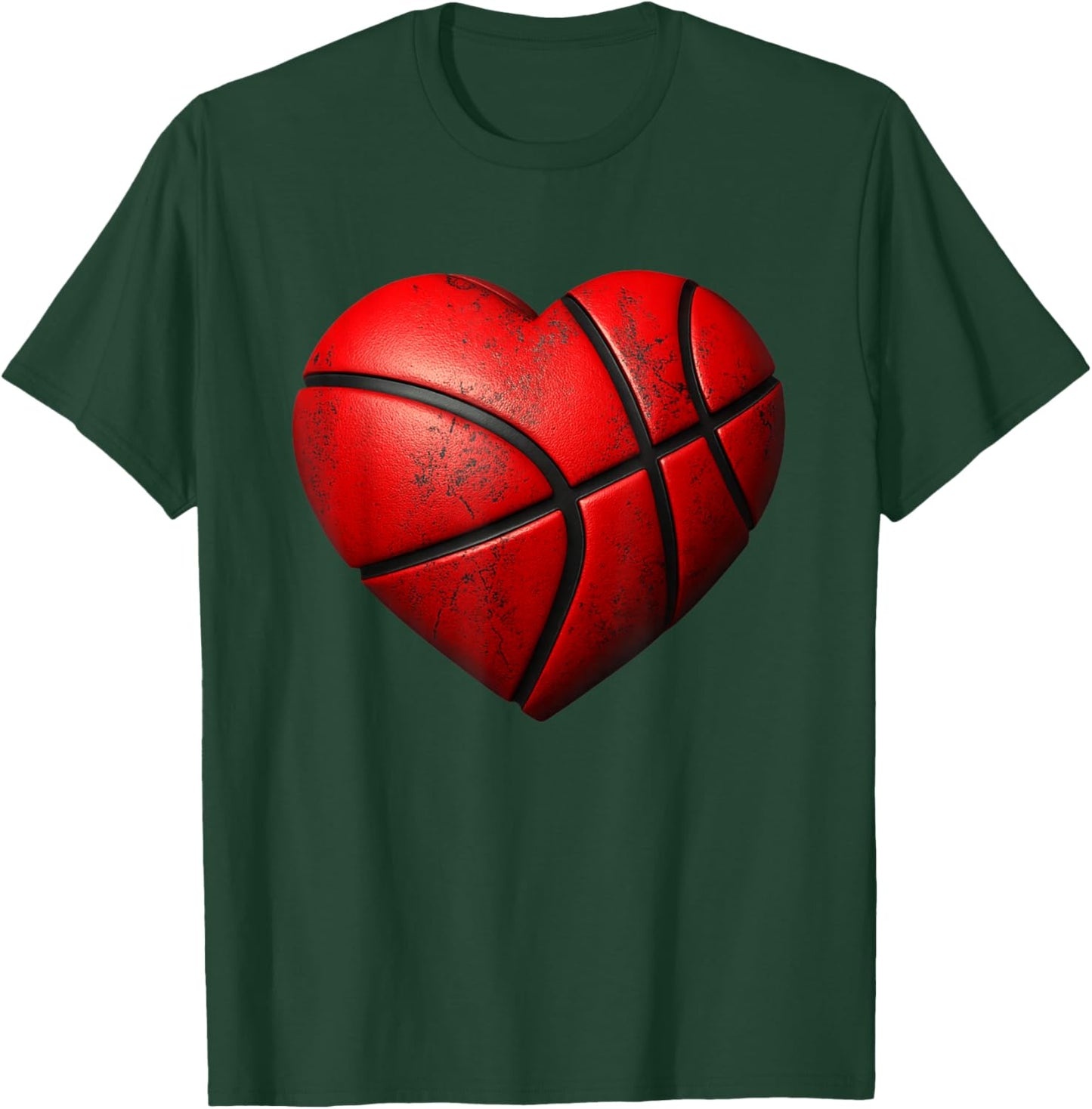 Basketball Heart Shape Valentines Day Love Boys Men T-Shirt - T-Shirt | Forest