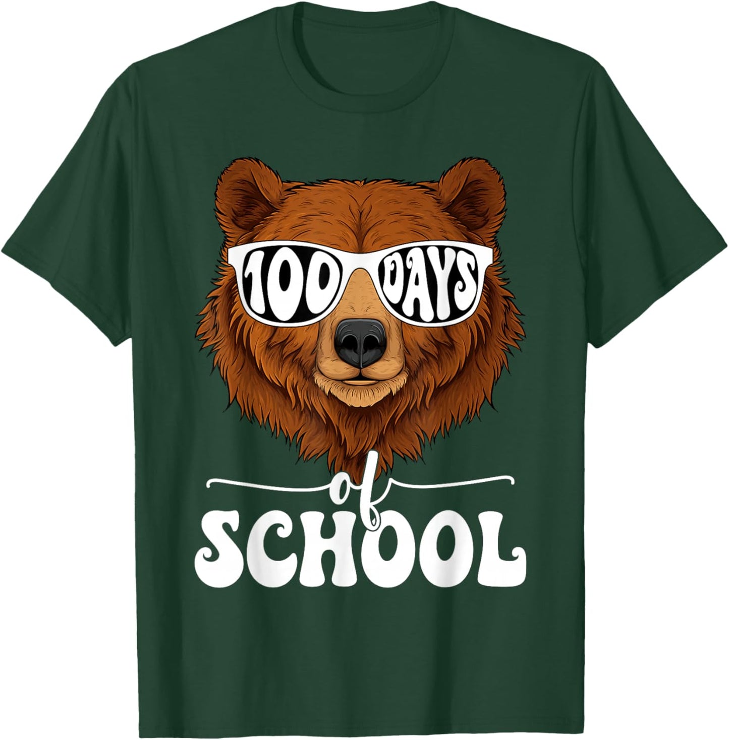 Cute 100 Days of School Bear 100th Day of School Boys Kids T-Shirt - T-Shirt | Forest