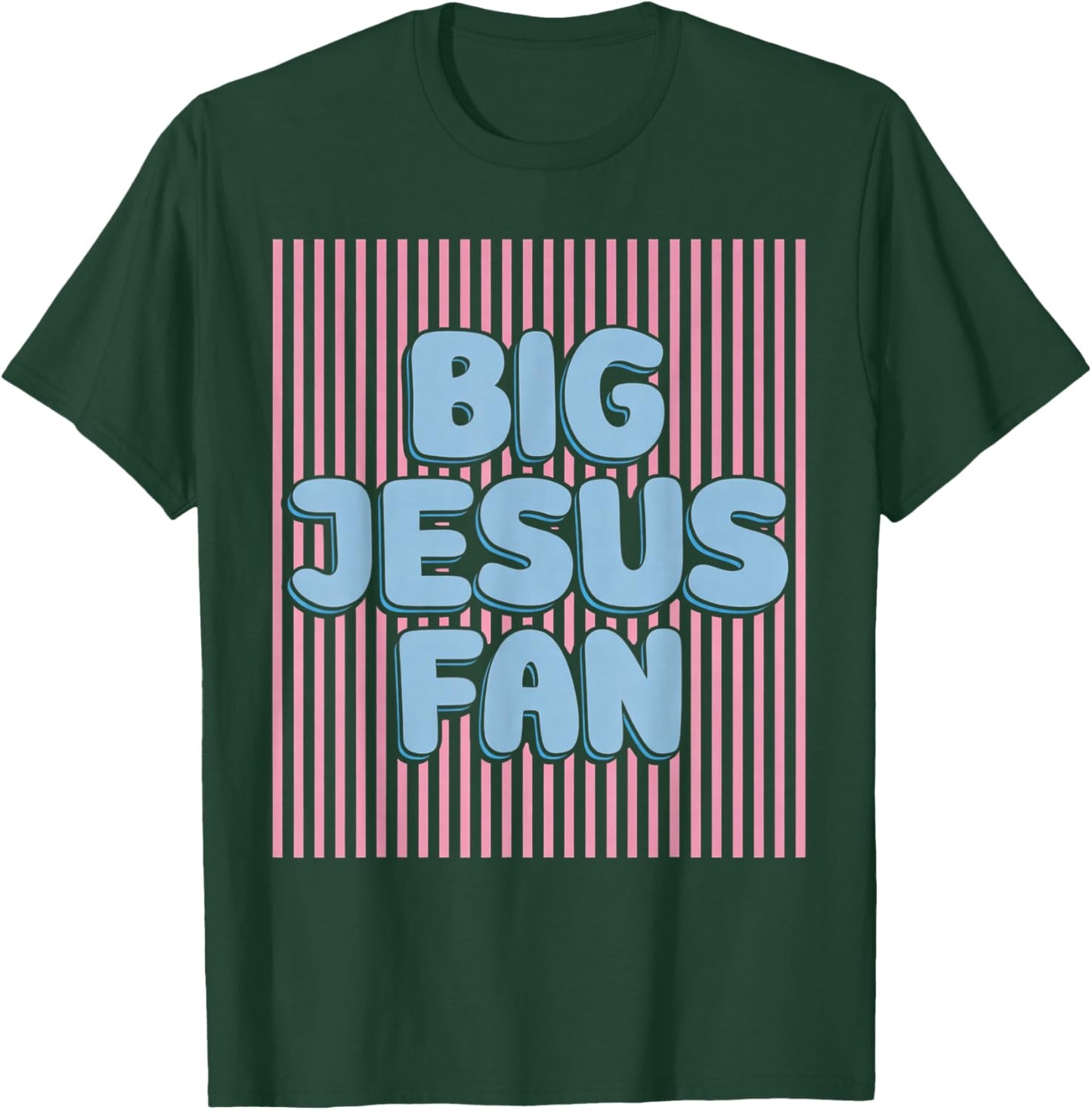 Big Jesus Fan Retro Stripes Christian Humor T-Shirt - T-Shirt | Forest