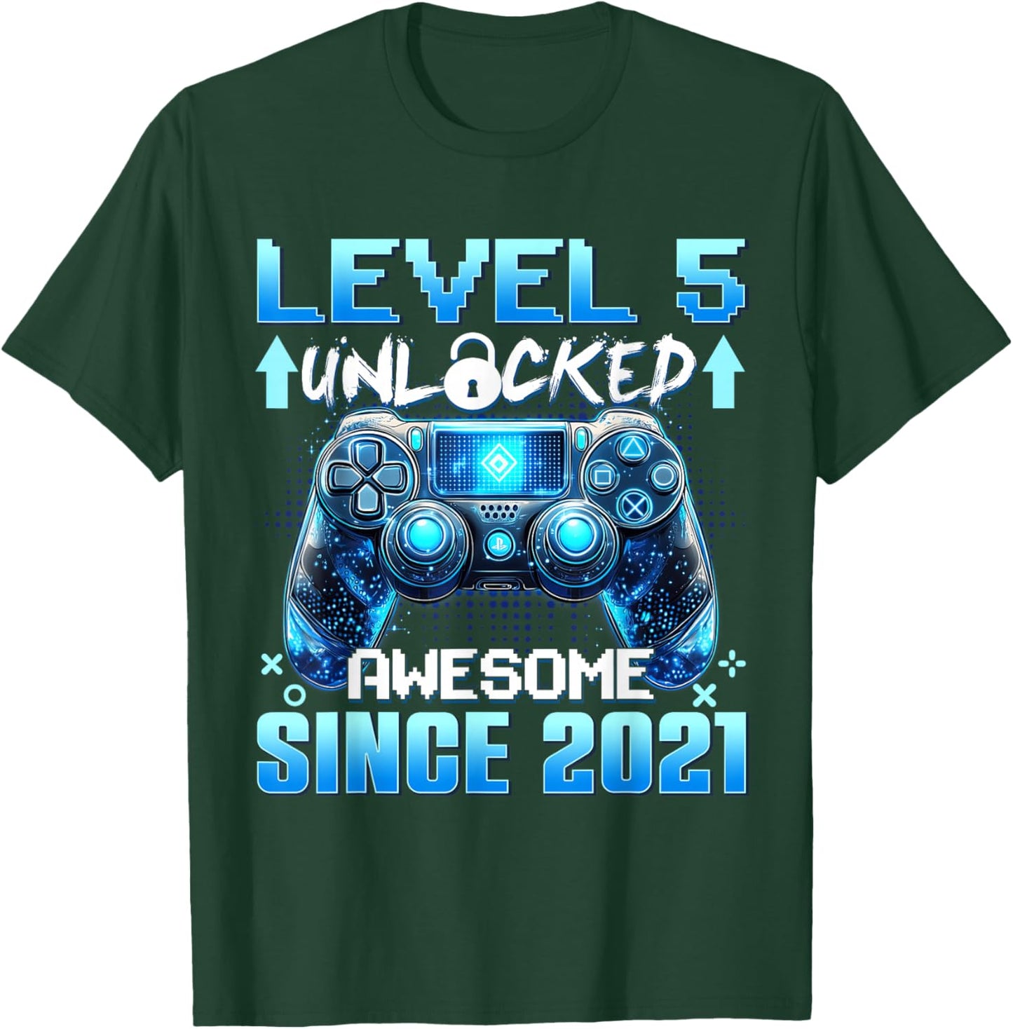 5 Years Old Level 5 Unlocked Awesome 2021 5th Birthday Boys T-Shirt - T-Shirt | Forest