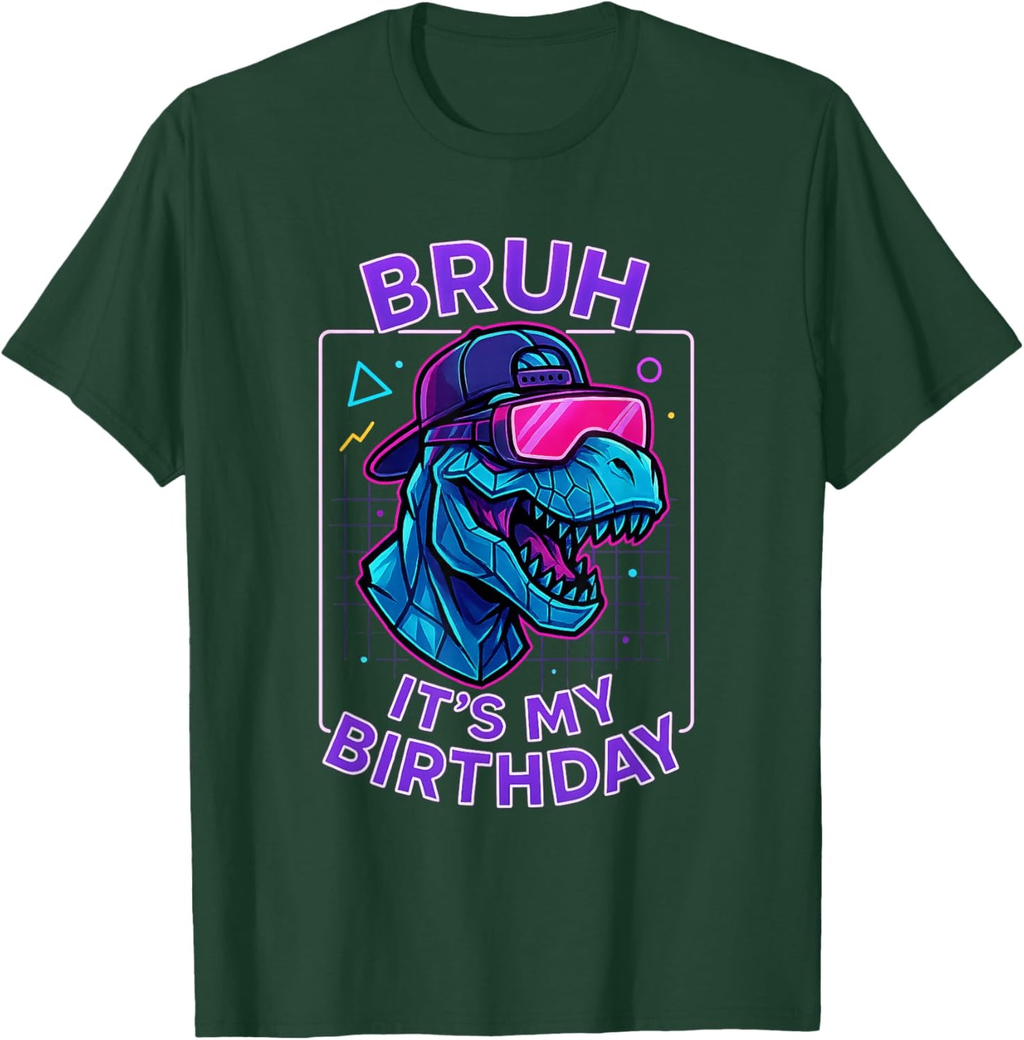 Bruh Its My Birthday T-Rex Dinosaur Gamer VR Party Boys Girl T-Shirt - T-Shirt | Forest