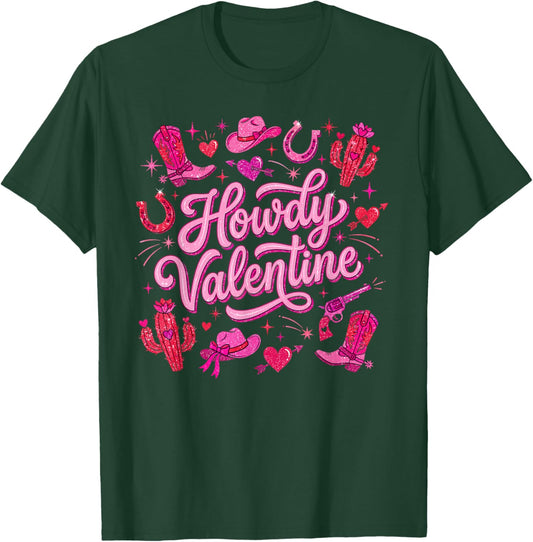 Howdy Valentine Cute Cowboy Cowgirl Western T-Shirt - T-Shirt | Forest