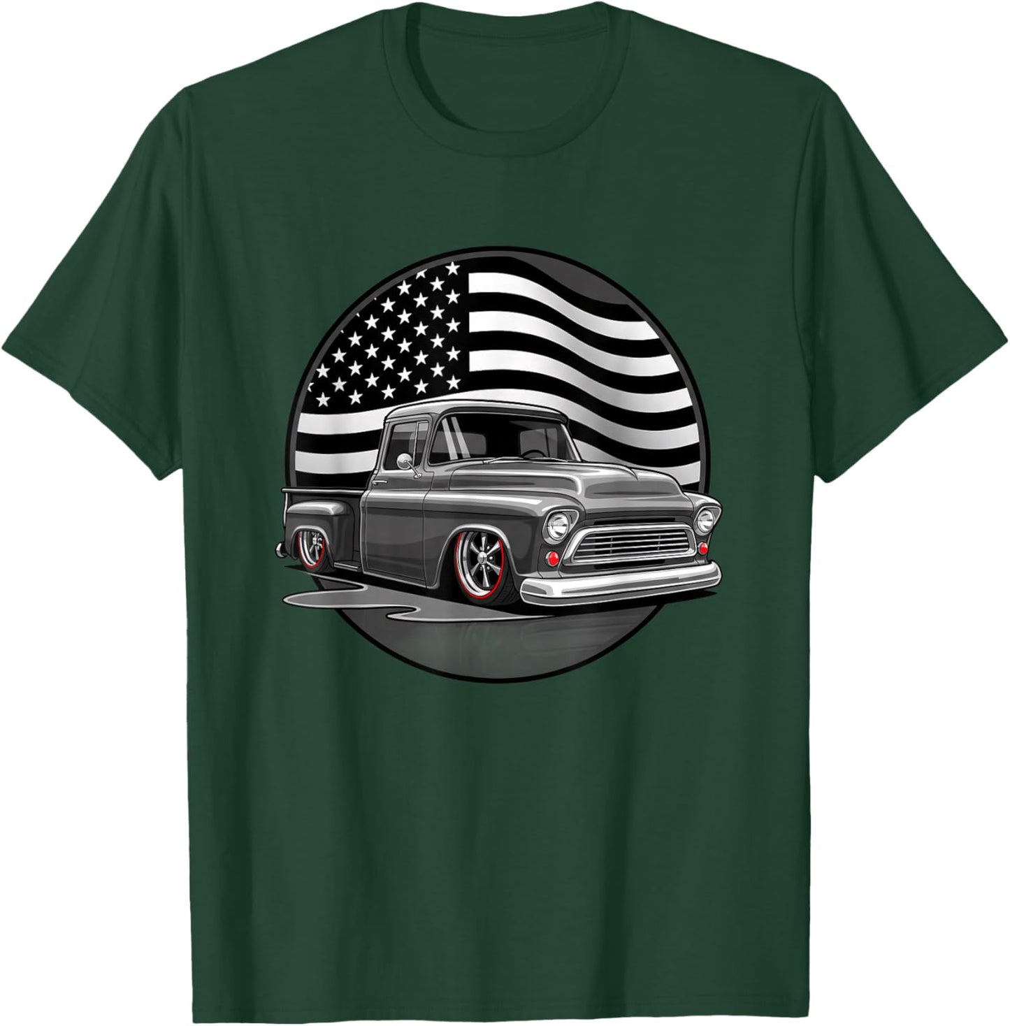 Trucks & Off-Road Classic Lowrider Pickup with American-So T-Shirt - T-Shirt | Forest