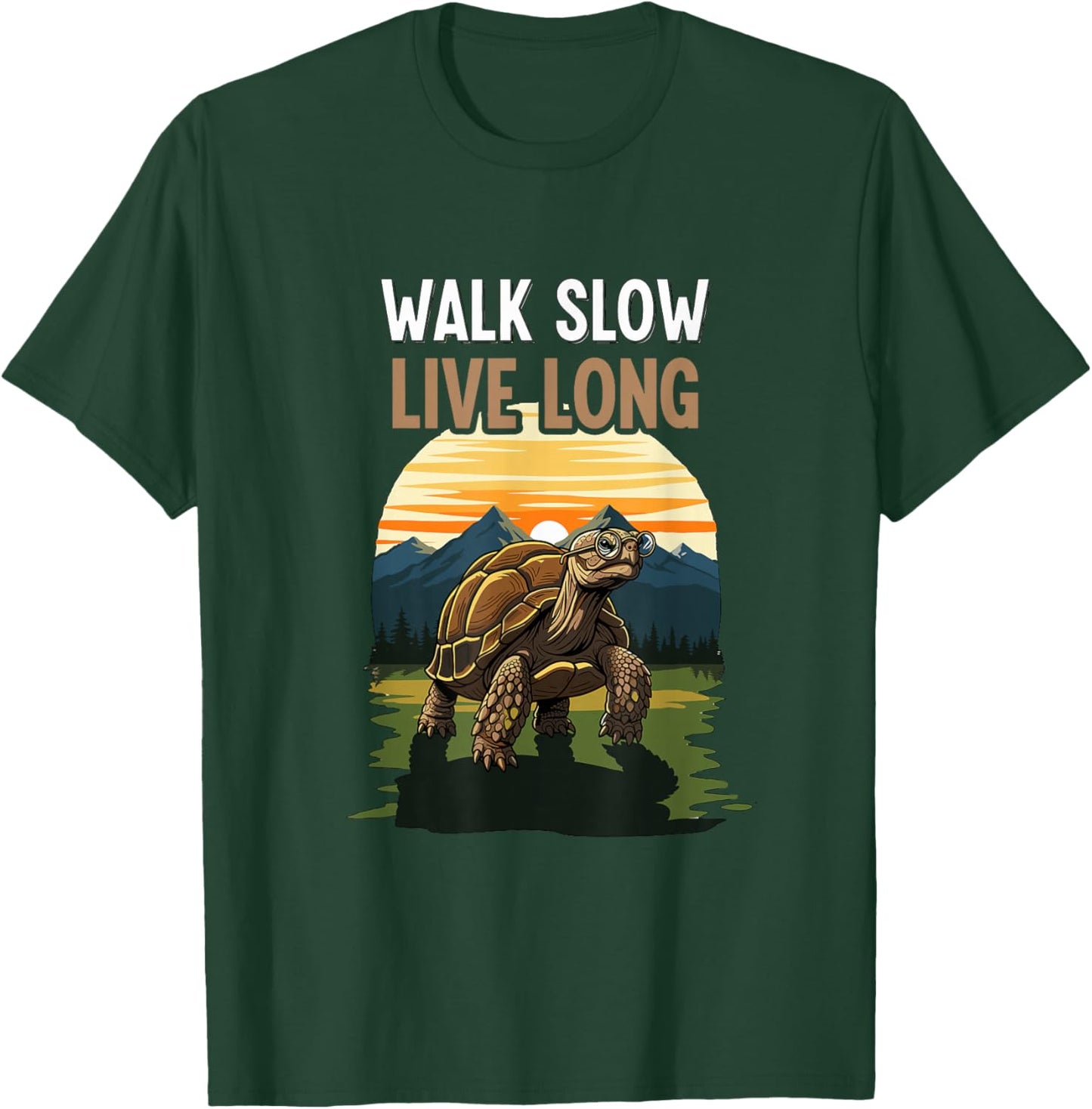 Walk Slow Live Long Tortoise Turtle Nature Outdoor Lover T-Shirt - T-Shirt | Forest