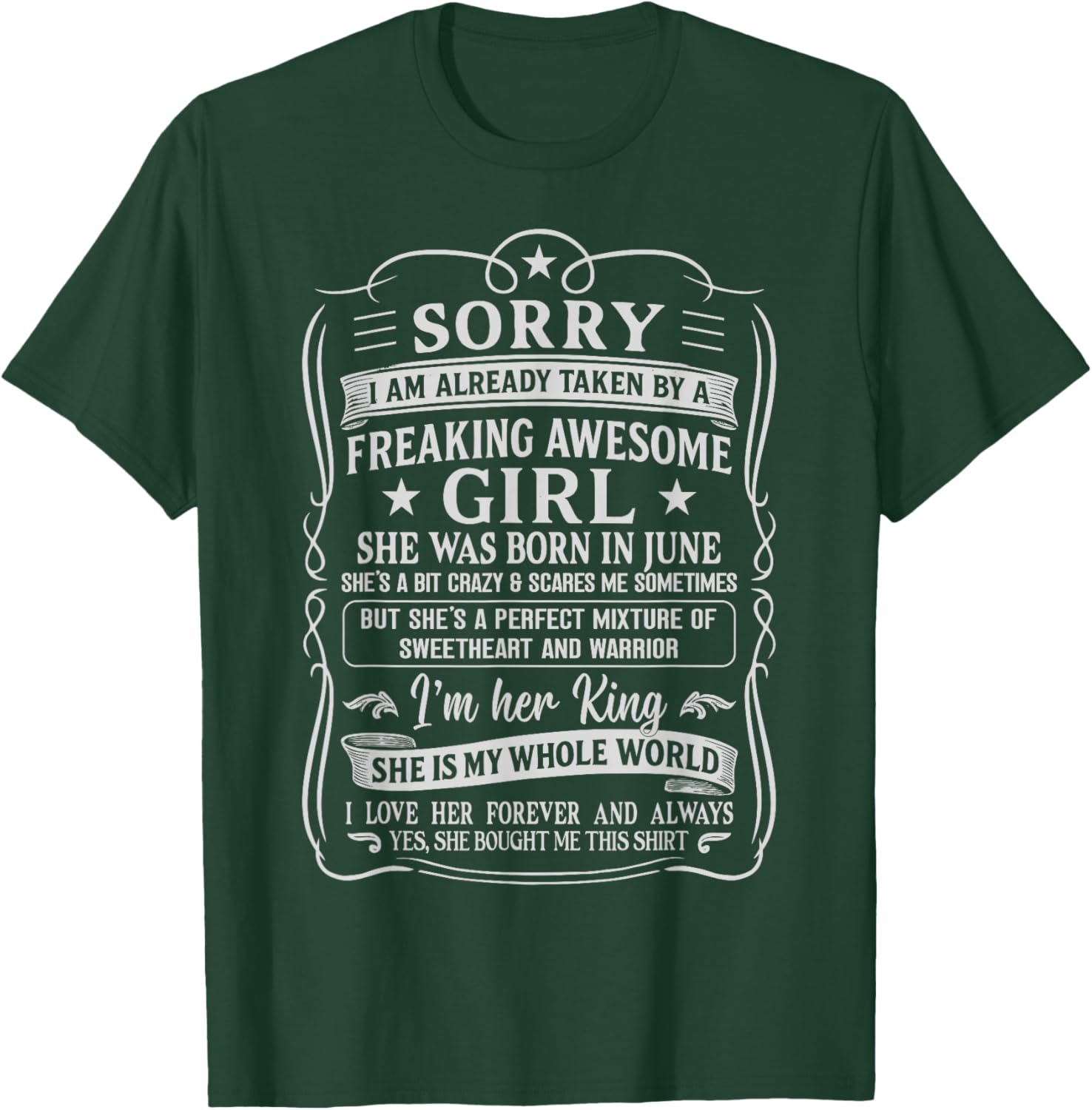 I Am Already Taken by Freaking Awesome Girl Born in June T-Shirt - T-Shirt | Forest