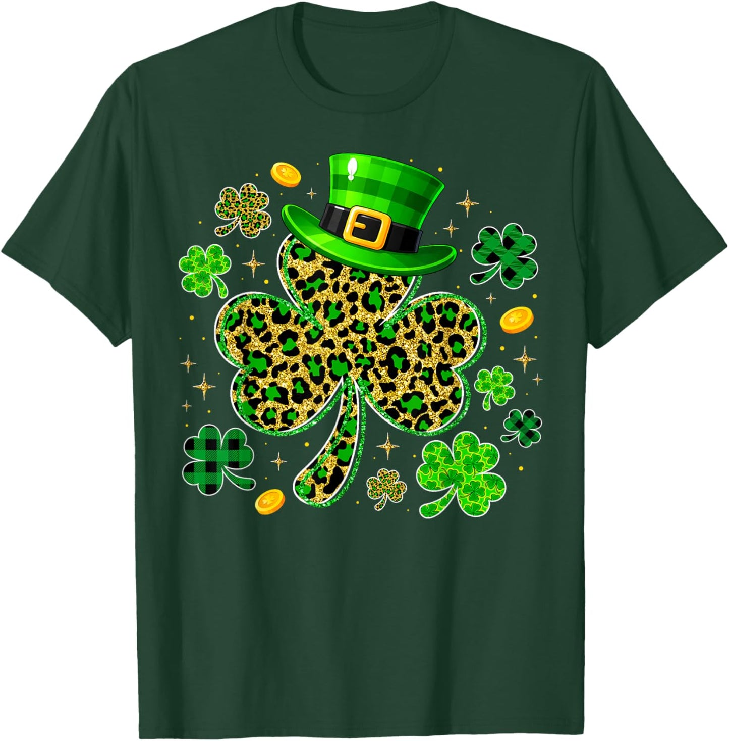 Cute Shamrock Leopard PJs St Patricks Women Girl T-Shirt - T-Shirt | Forest