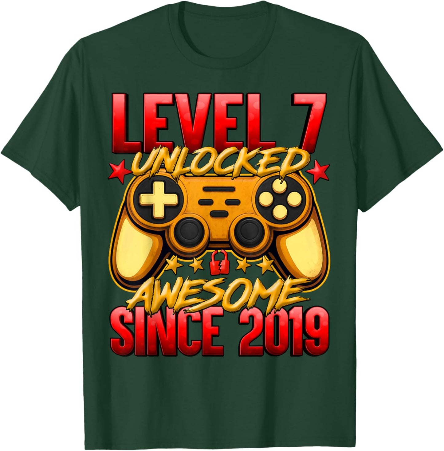 Level 7 Unlocked 7 Year Old Gifts for Boys 7th Birthday Boy T-Shirt - T-Shirt | Forest