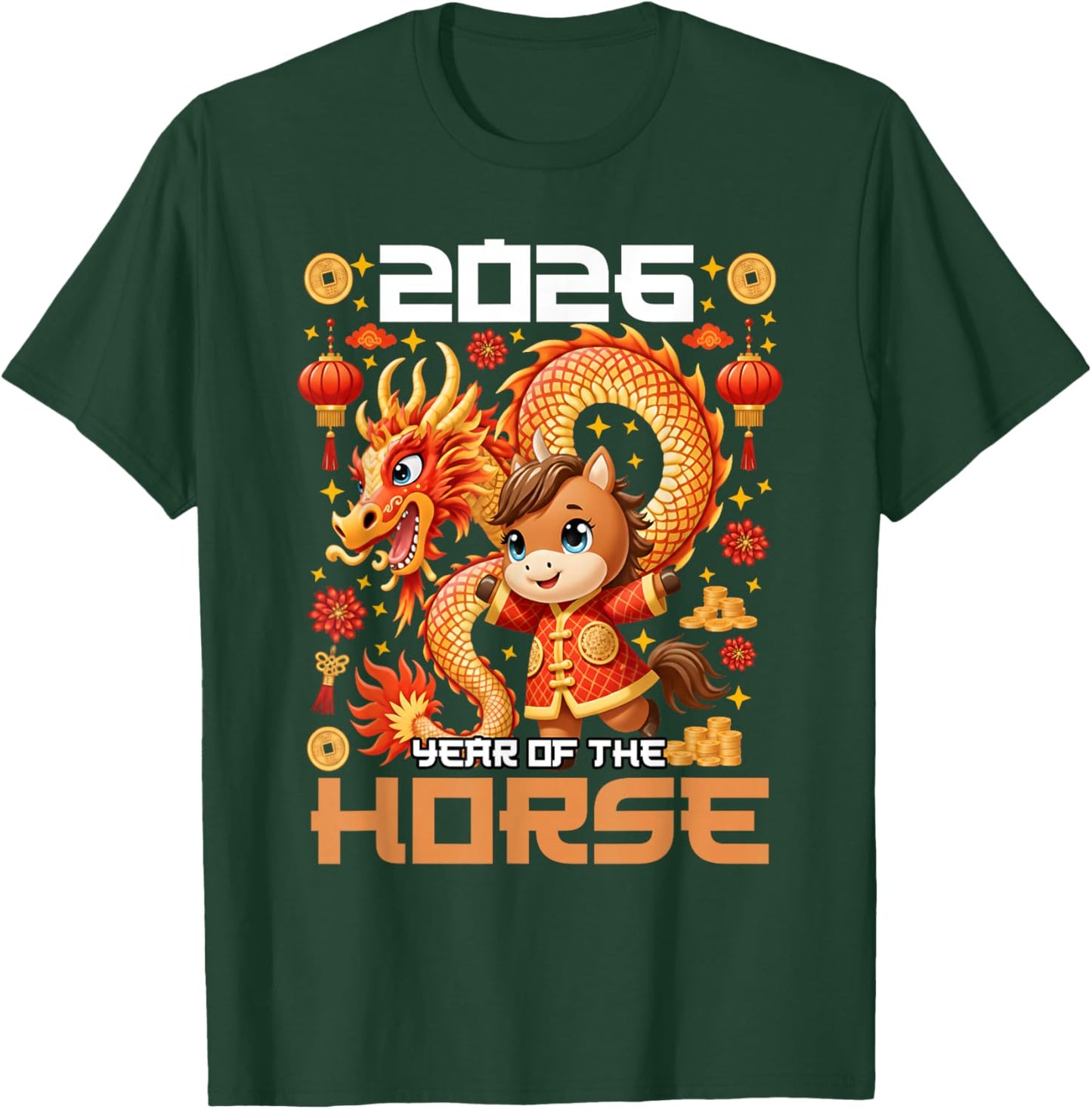 New Year 2026 Chinese Dragon Dance Lunar Year of The Horse T-Shirt - T-Shirt | Forest