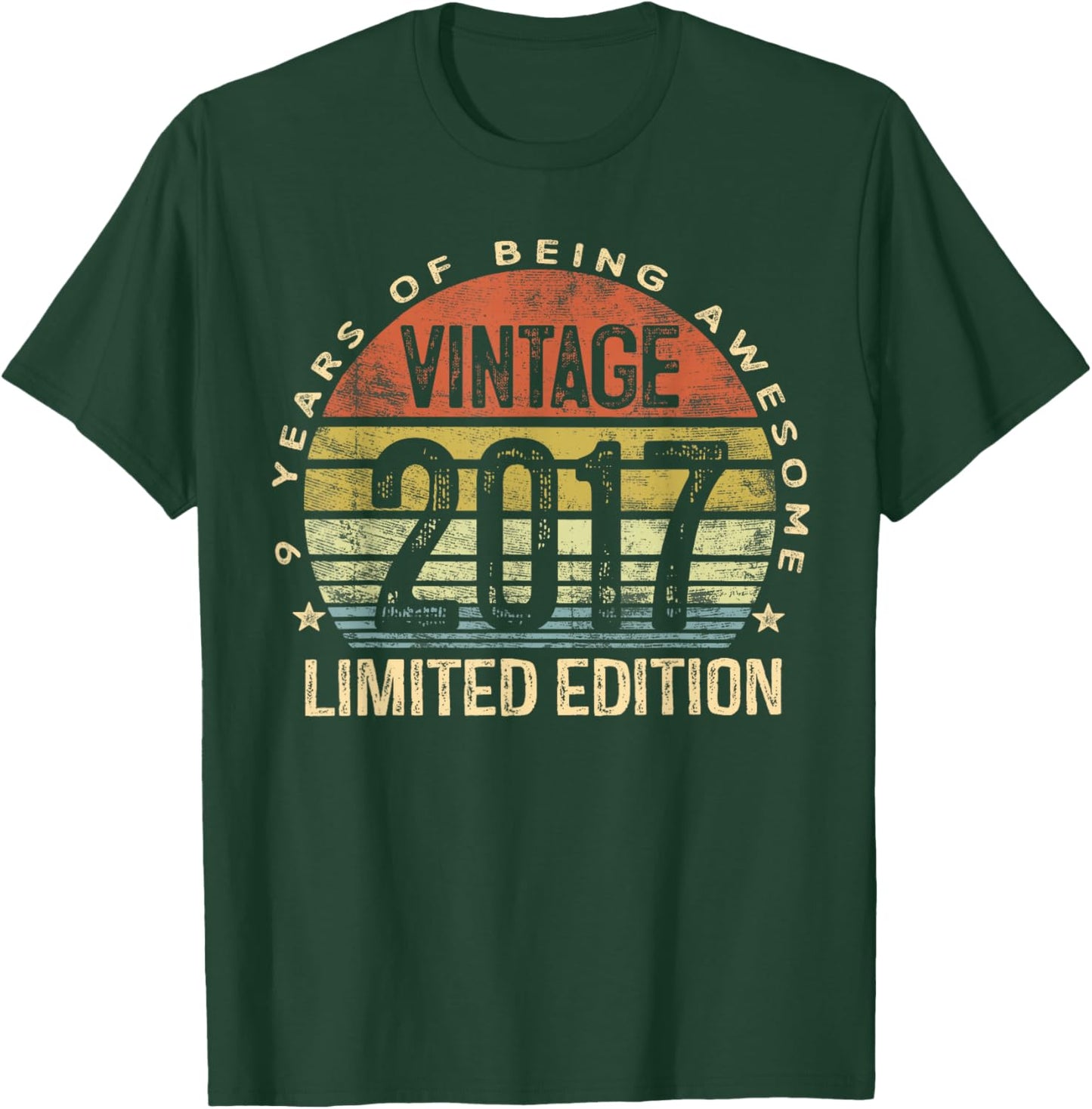 Vintage 2017 Limited Edition 9-Year-Old 9th Birthday T-Shirt - T-Shirt | Forest