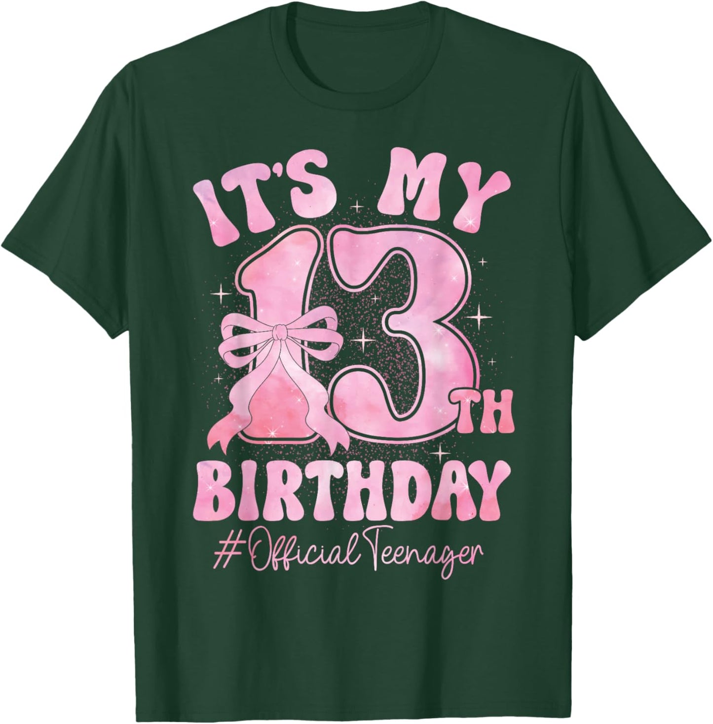 13 Year Old Coquette Bow Official Teenager 13th Birthday T-Shirt - T-Shirt | Forest