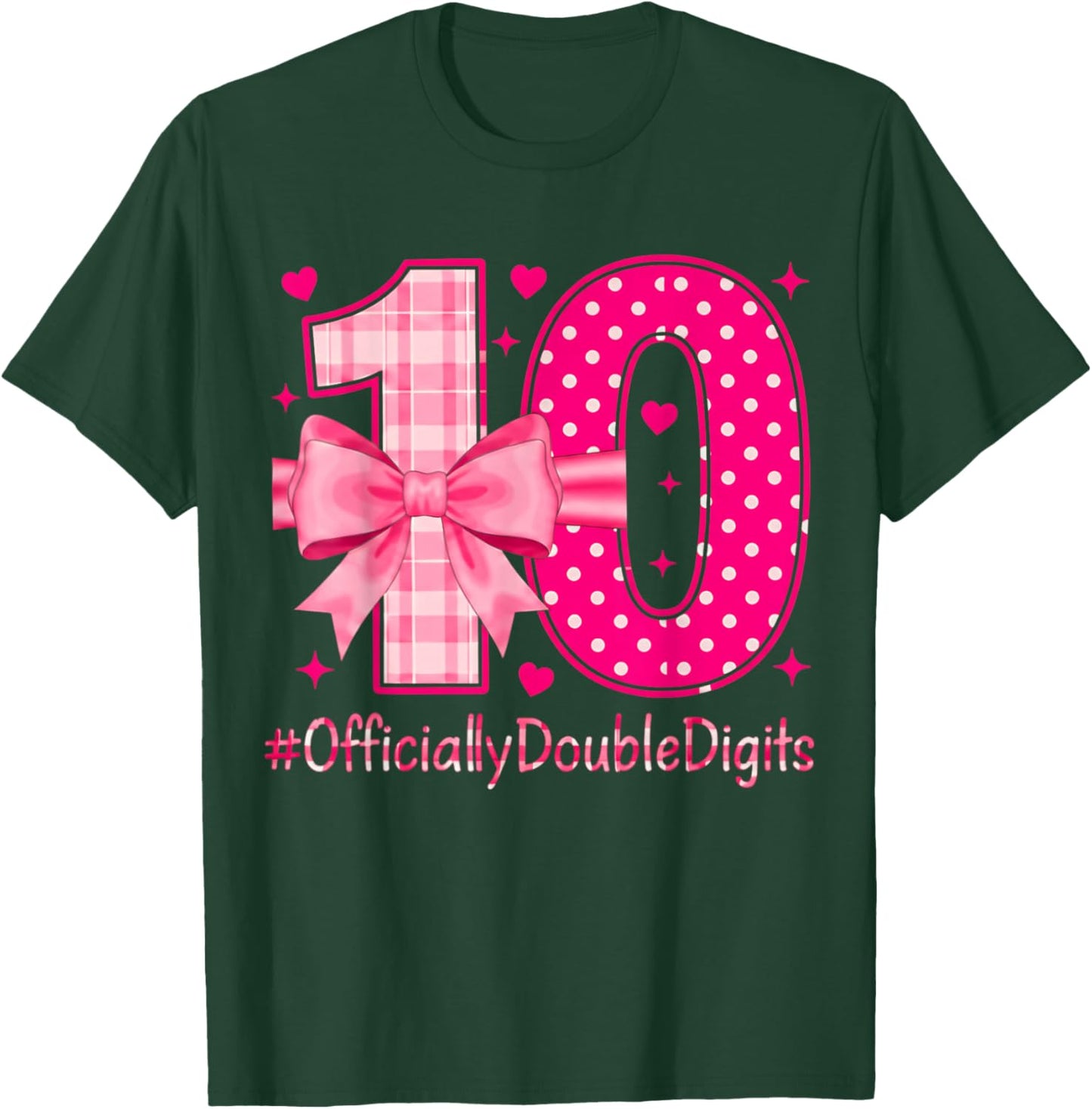 10th Birthday Girls 10 Year Officially Double Digits Bday T-Shirt - T-Shirt | Forest