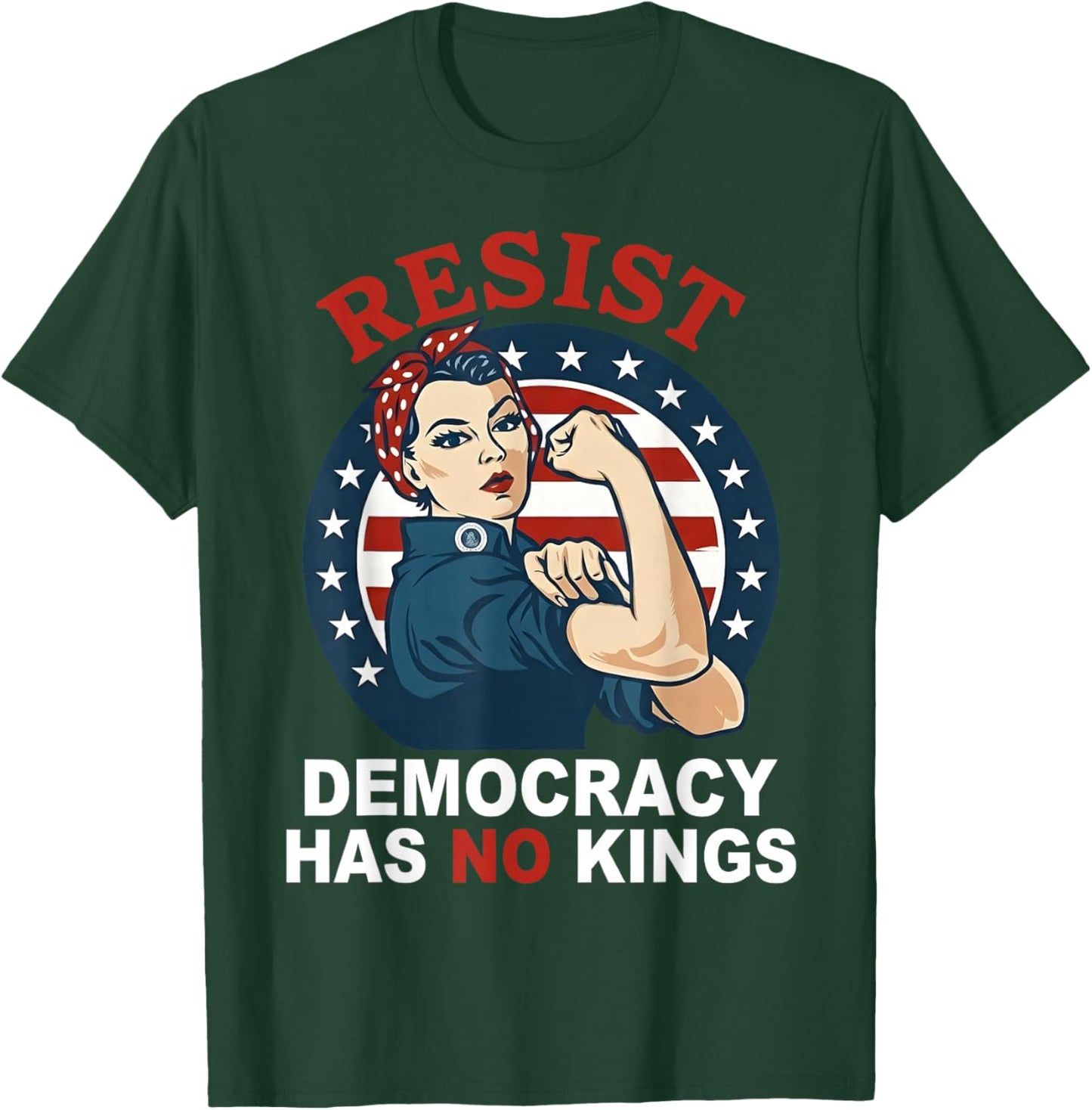 Resist Democracy Has No Kings Woman's Girl America Flag T-Shirt - T-Shirt | Forest
