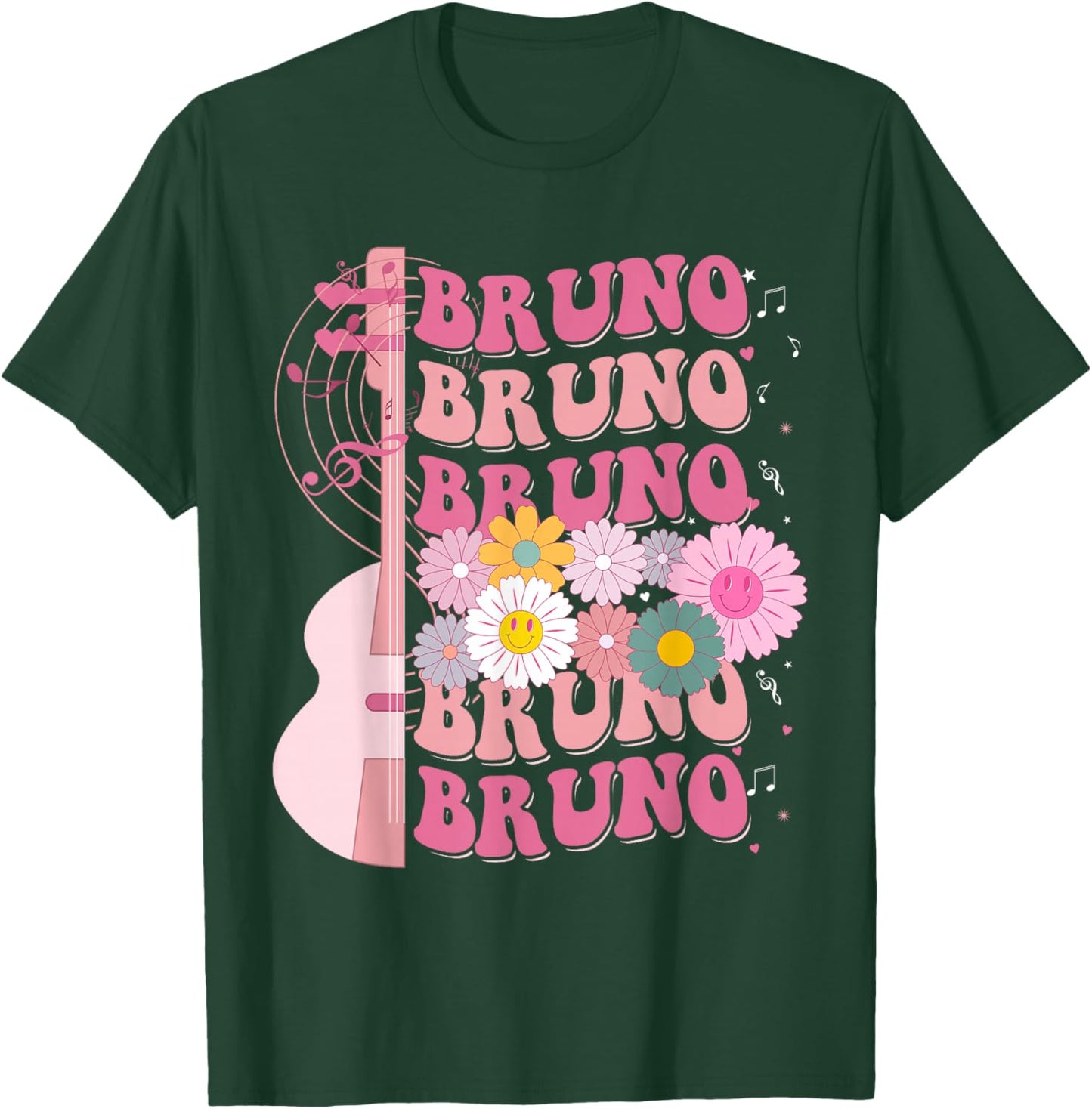Girl Retro Bruno First Name Personalized Groovy 80's T-Shirt - T-Shirt | Forest