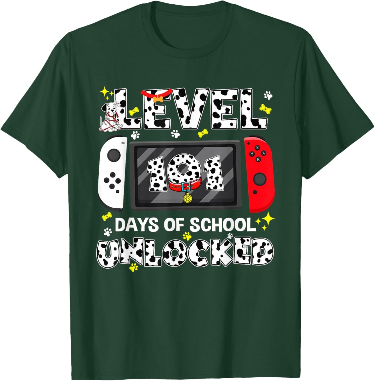 Level 101 Days School Unlocked 100 Days Game Controller T-Shirt - T-Shirt | Forest