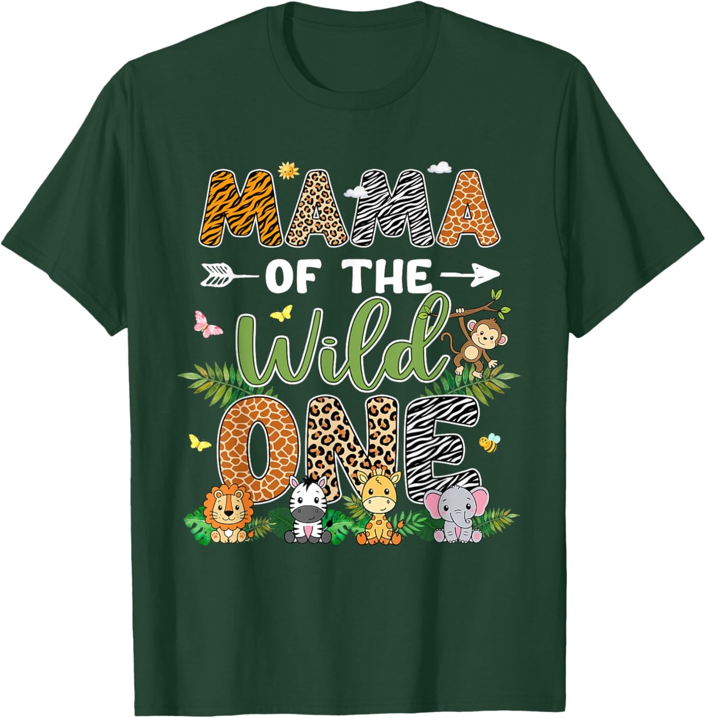 Mama of The Wild One 1st Birthday Safari Jungle Family T-Shirt - T-Shirt | Forest