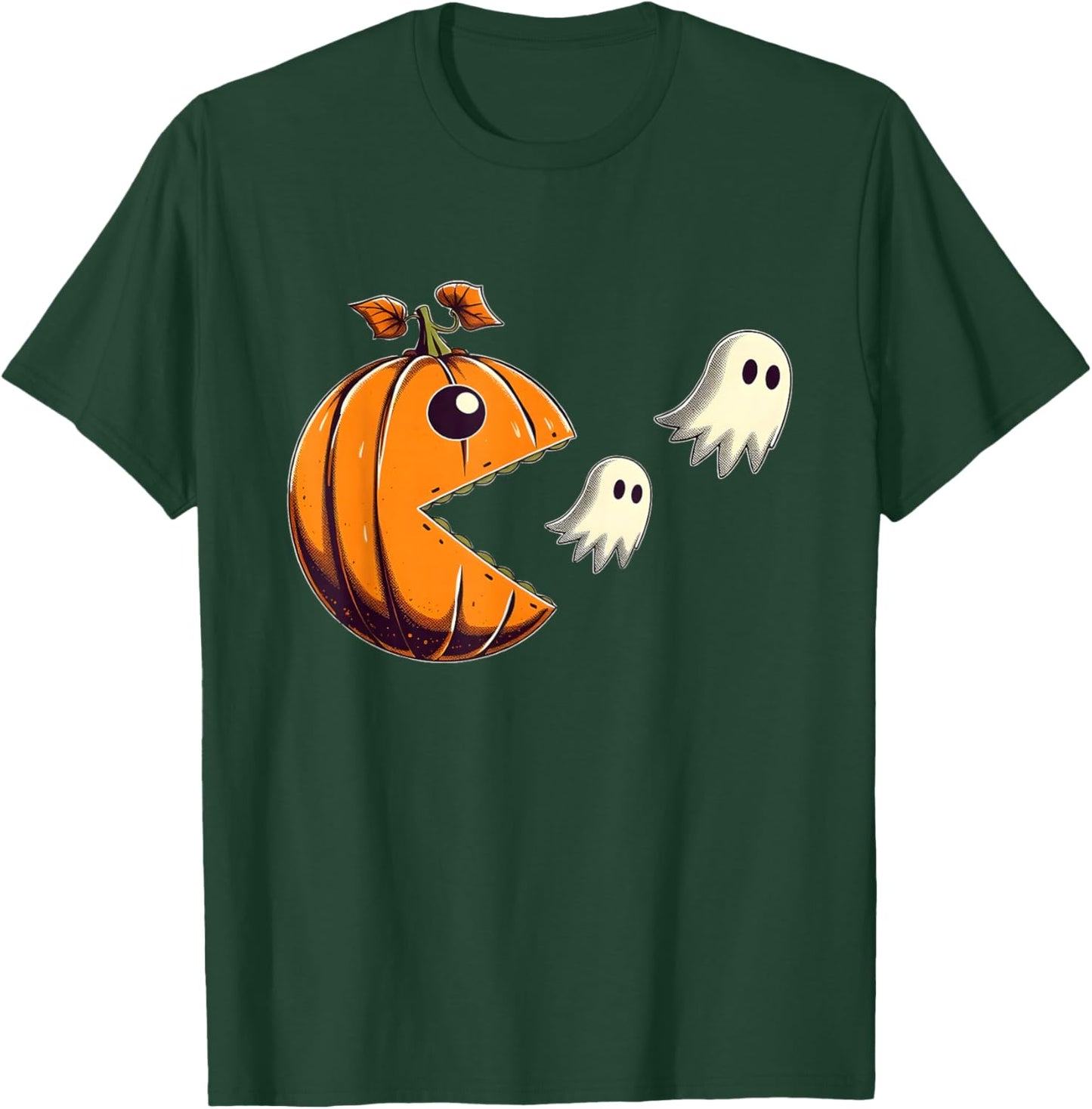 Pumpkin Eating Ghost Gamer Halloween Gaming Boys Teen Kids T-Shirt - T-Shirt | Forest