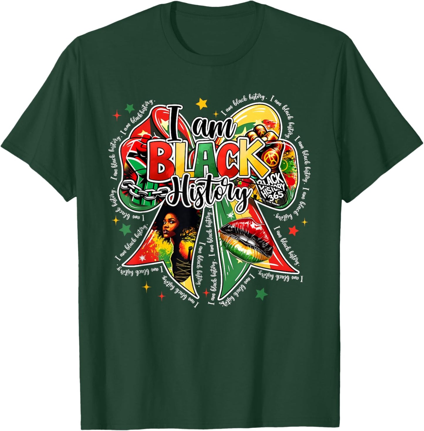 I Am Black History Coquette Bow Girl Women T-Shirt - T-Shirt | Forest