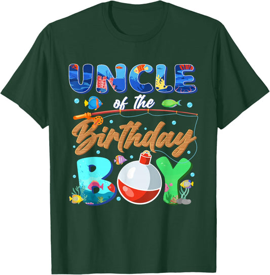 Uncle of The Birthday Boy Fishing Family Matching Bday T-Shirt - T-Shirt | Forest
