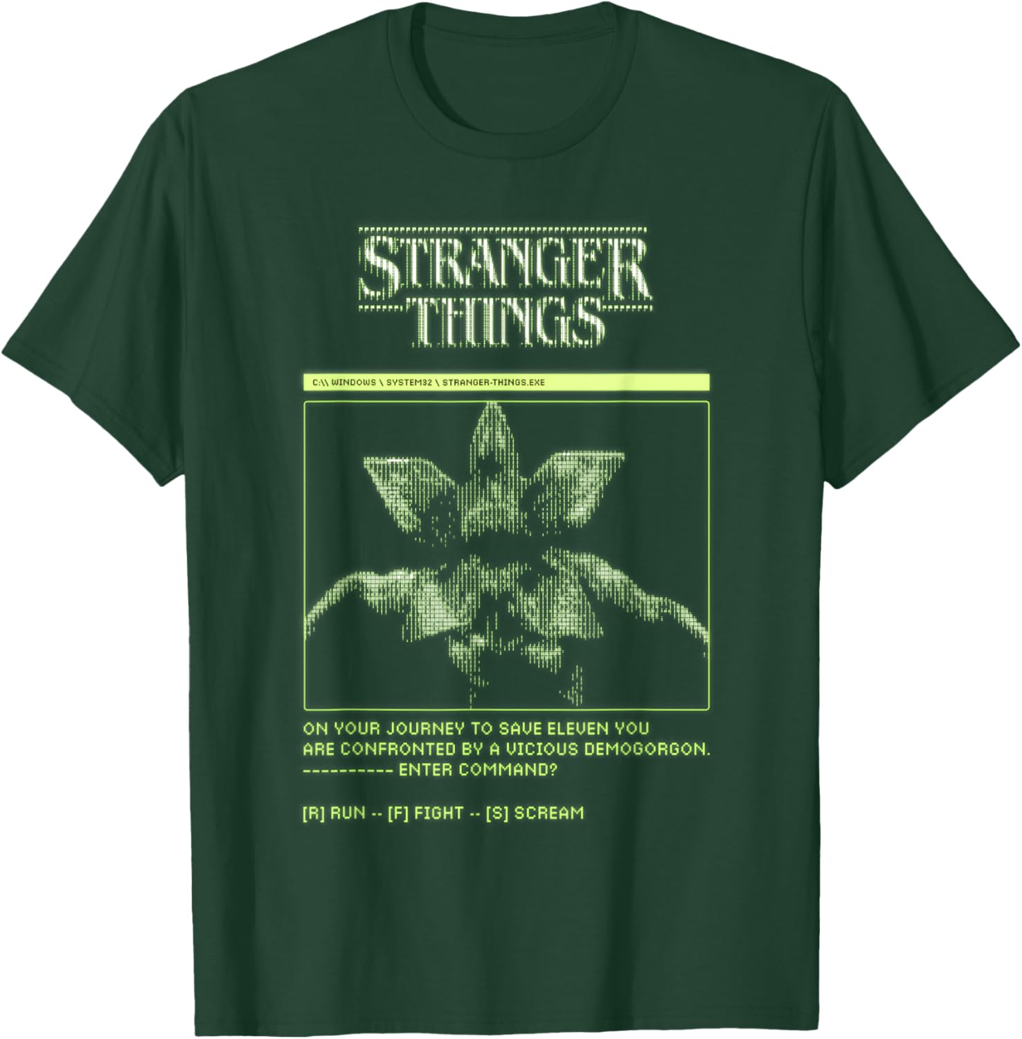 Stranger Things Season 5 Retro Computer Game Demogorgon T-Shirt - T-Shirt | Forest
