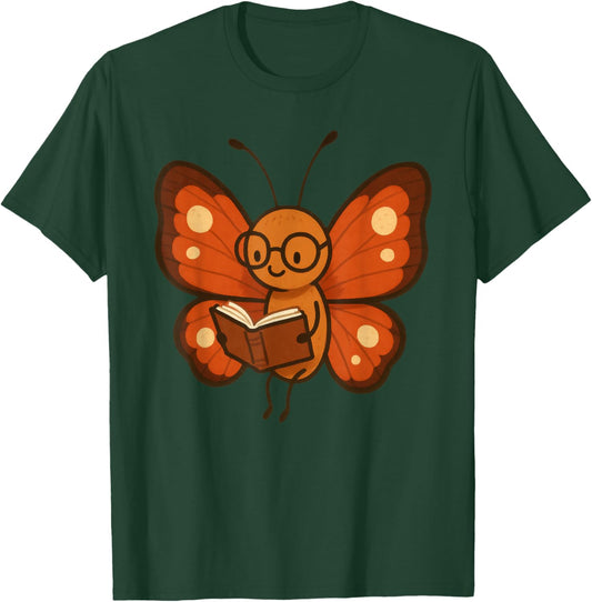 Cuter Butterfly Reading Book Nerd T-Shirt - T-Shirt | Forest