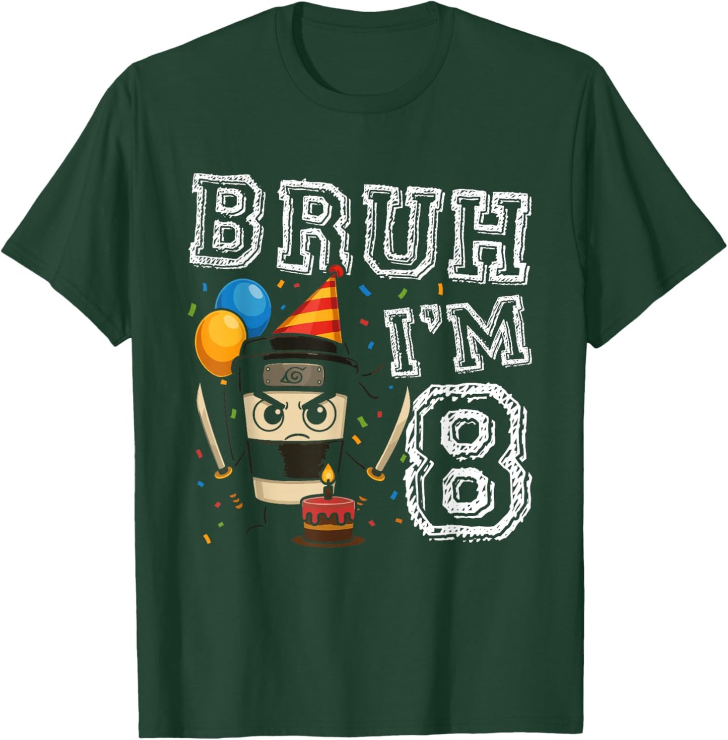 Cappuccino Assassino Bruh I'm 8 Age 8th Kids Boys Girls T-Shirt - T-Shirt | Forest