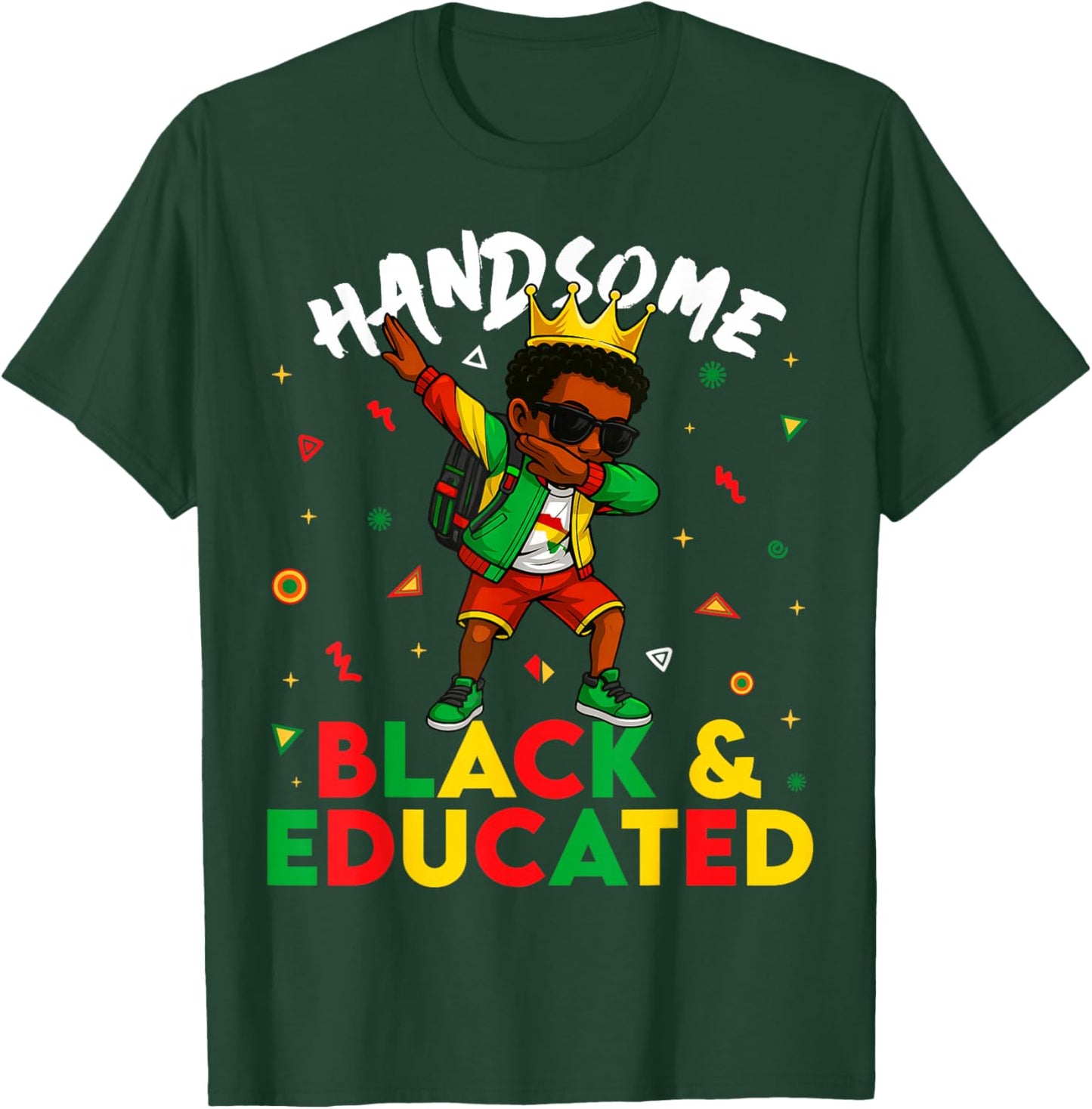 Handsome Black and Educate Dabbing Young Black King Boy T-Shirt - T-Shirt | Forest