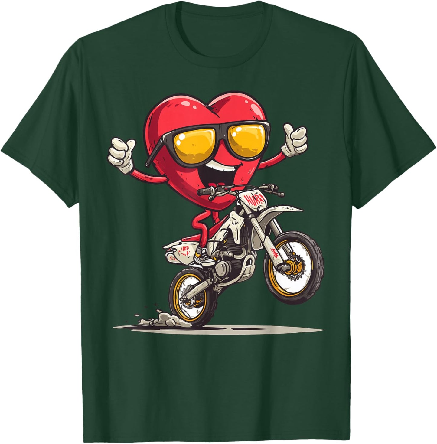 Dirt Bike Heart Motocross Dirt Biking Enduro Valentine's Day T-Shirt - T-Shirt | Forest